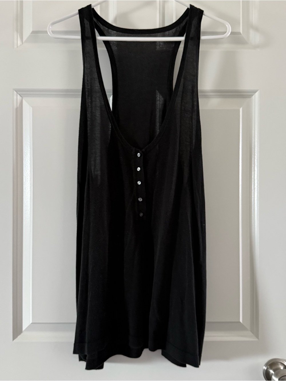 Black Sleeveless Button-Front long tunic Tank Top